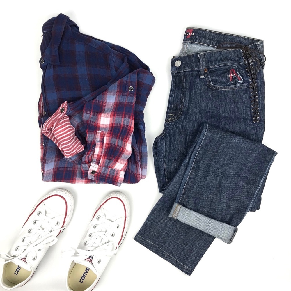 {7 For All Mankind} Azzedine Alaia Side Lace Jeans